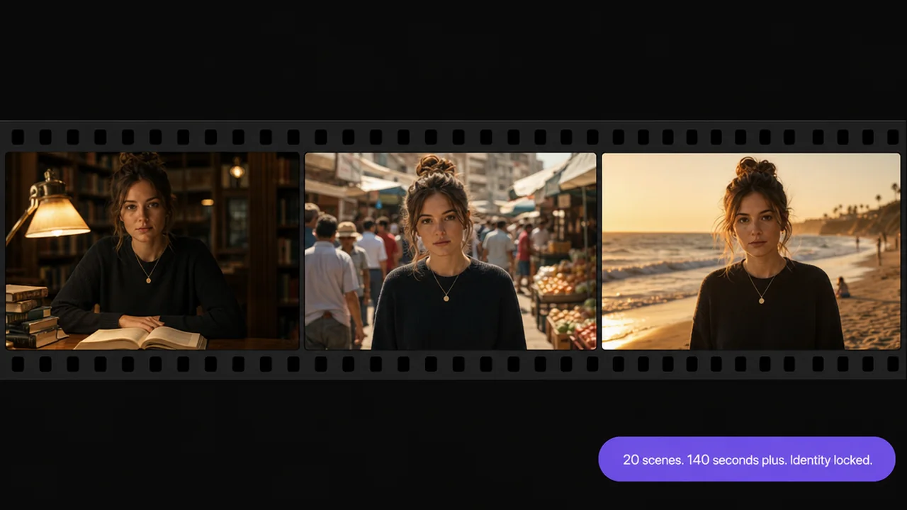 Same Character Across 3 Scenes — Scene Chaining