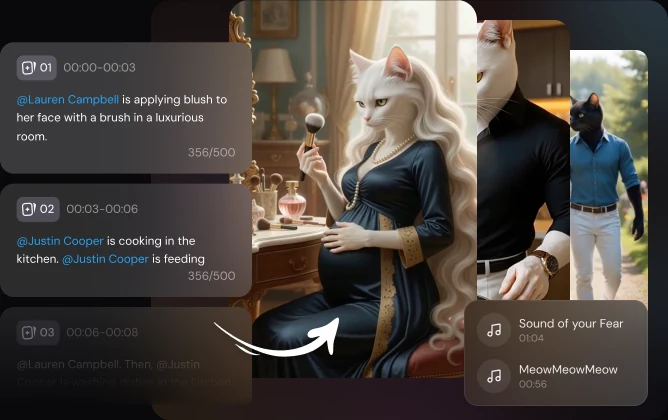 Scene, script, music, and sound editing controls in Scene Director