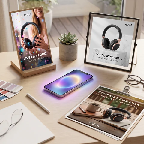 Ad creative generated for Facebook, Instagram, and TikTok campaigns from the same product photo