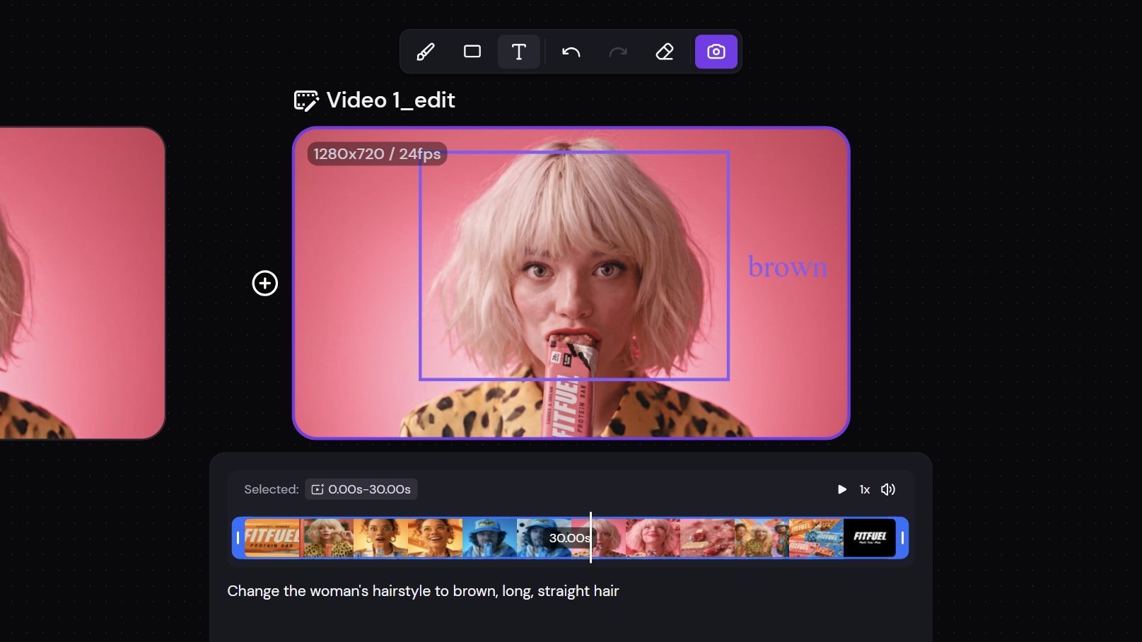 Video editing canvas with a red box marking the yellow jacket