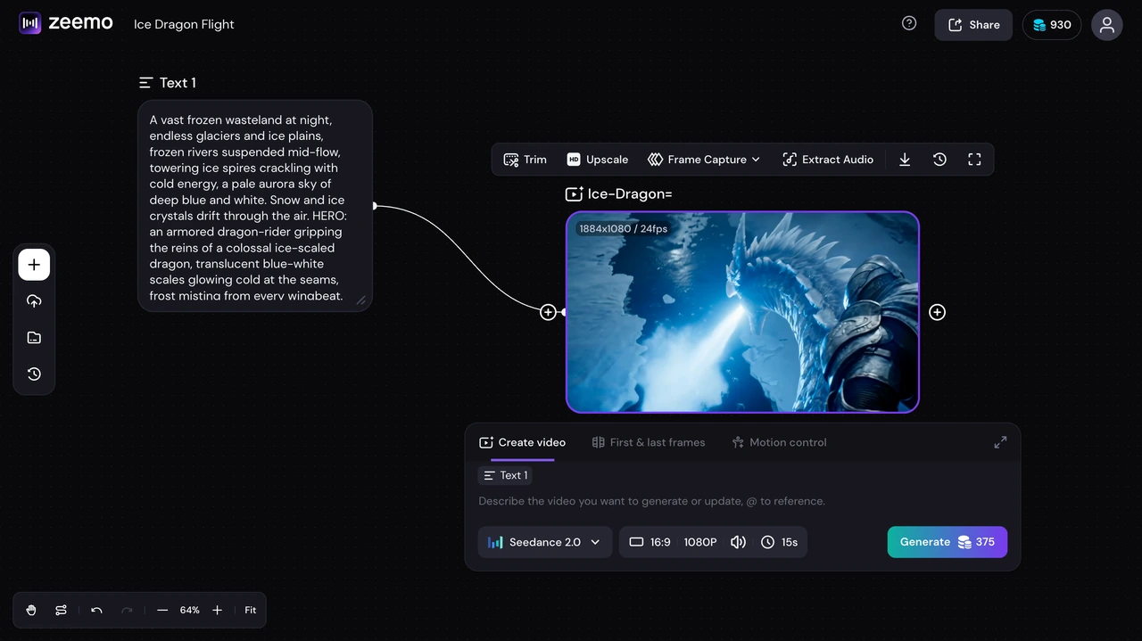 Text to Video generation on Zeemo canvas